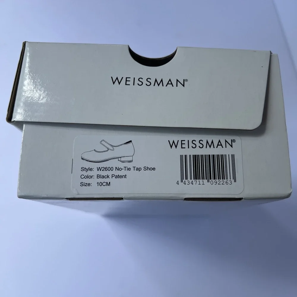 Weissman W2600 No Tie Tap Shoe Shiny Black Patent Child Size 9 CM Worn One Time